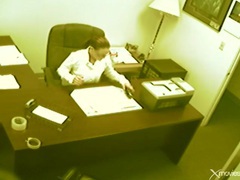 LovelyClips presents: Babe in boots masturbates pussy in the office