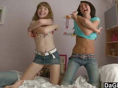 LovelyClips presents: Lesbian teen couple seduce a guy