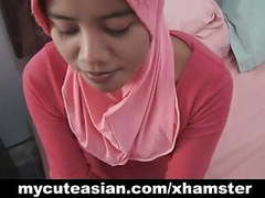 LovelyClips presents: Asian amateur in head scarf sucks then fucks