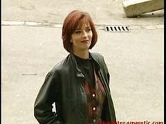 LovelyClips presents: Shy redhead milf shows tits after long discussion on street