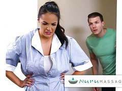 LovelyClips presents: Nurumassage hot maid discovers nuru with young lad