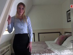 LovelyClips presents: German female real estate agent secretary in pantyhose fuck