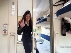 LovelyClips presents: Seduced the conductor on the train and fucked while she had a break
