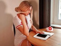 LovelyClips presents: German nurse lauren help guy with sex to get a sperm sample