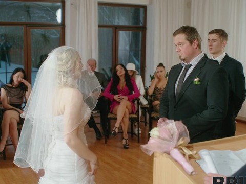 LovelyClips presents: Dirty bride kristy waterfall rides a lover while people watch