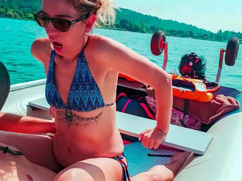 LovelyClips presents: Wife gets fucked on a boat and gets a creampie from her husband's best friend