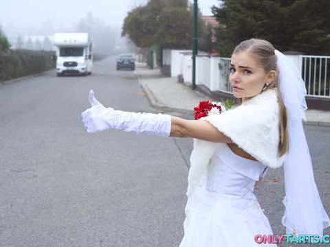 LovelyClips presents: Shock content sexy bride fucks random van driver on marriage day