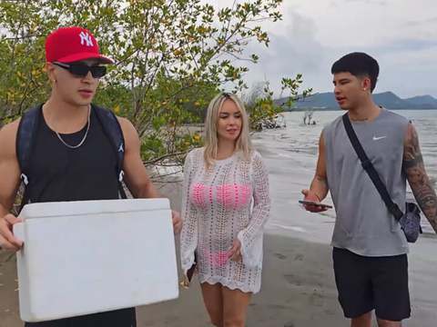 LovelyClips presents: Threesome on the beach with stepbrothers - danner mendez - tatiana alvarez - max betancur