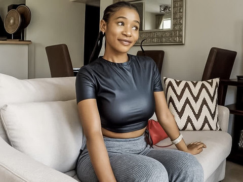 LovelyClips presents: Amateur ebony model tricked to suck white cock at couch casting call