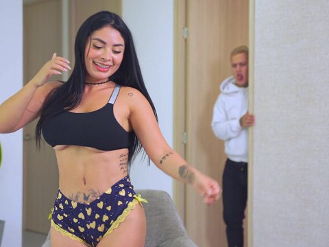 LovelyClips presents: Brunette alejandra palacios with hot ass sucking a hard cock