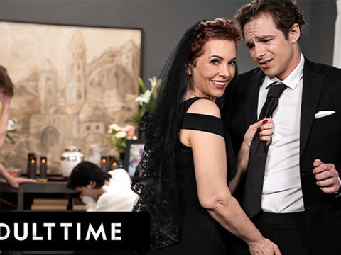 LovelyClips presents: Adult time - horny tattooed gilf ruby lynne caught fucking big dick stud during her hubby's funeral!