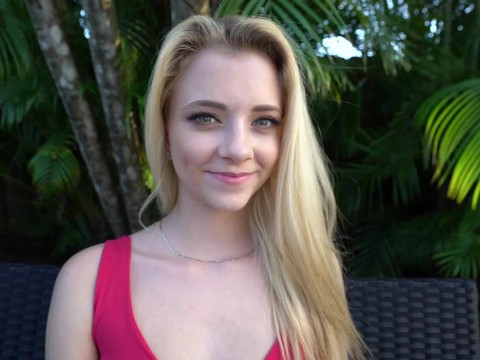LovelyClips presents: Blonde neighbor riley star wants into the pool and offers her pussy