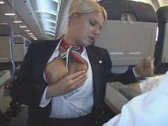 LovelyClips presents: Stewardess makes his cock feel good