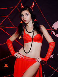 LovelyClips presents: Only one look in the eyes of this fantastic slim teen will tell that she is a little devil inside. No further costume is needed.