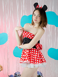 LovelyClips presents: Breathtaking slender chick got rid of innocent clothing quickly and spread those smooth legs while showing her moist areas.